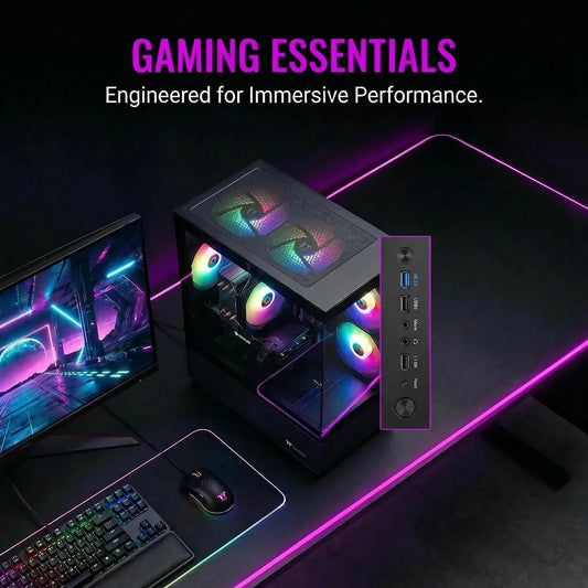 AIGAMEPC Gaming PC Desktop Computer,AMD R3 3200G, 16GB DDR4,512GB M.2 SSD, BX3 550W 80PLUS Bronze PSU, WiFi 5, RGB Fan x5, Windows 11 Home, Black