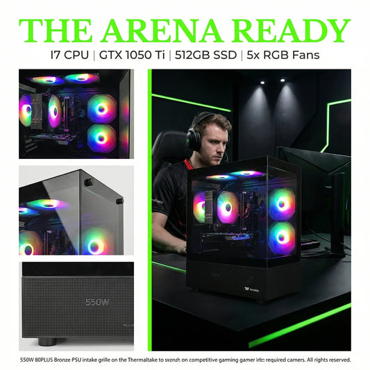 AIGAMEPC Gaming PC Computer Desktop, i7 4790, GTX 1050 Ti 4GB, 16GB DDR3, 512GB M.2 SSD, 550W 80PLUS Bronze PSU, WiFi 5, RGB Fan x5, Windows 11 Home