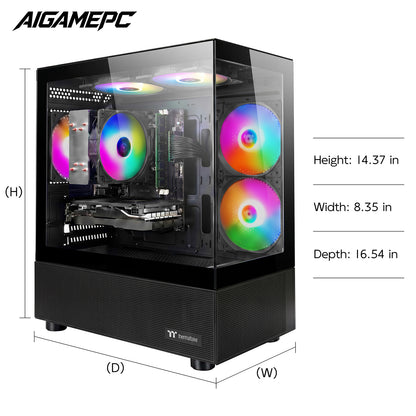 Gaming PC Desktop Computer, AMD Ryzen 7 5700X, GeForce RTX 5060 8G, 16GB DDR4 RAM, 1TB M.2 NVMe SSD, BX3 650W 80PLUS Bronze PSU, ARGB Fans, WiFi+BT, for Game Design and Office