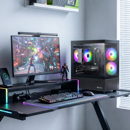 Gaming PC Desktop Computer, AMD Ryzen 7 5700X, GeForce RTX 5060 8G, 16GB DDR4 RAM, 1TB M.2 NVMe SSD, BX3 650W 80PLUS Bronze PSU, ARGB Fans, WiFi+BT, for Game Design and Office