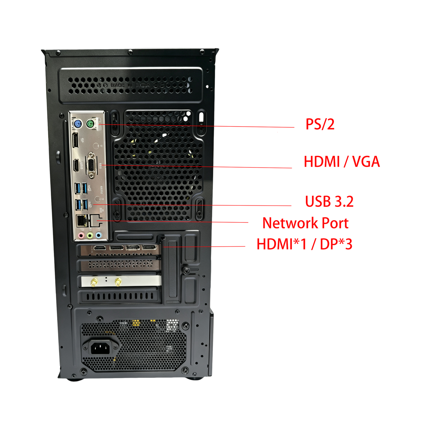 Gaming PC Desktop Computer, AMD Ryzen 7 5700X, GeForce RTX 5060 8G, 16GB DDR4 RAM, 1TB M.2 NVMe SSD, BX3 650W 80PLUS Bronze PSU, ARGB Fans, WiFi+BT, for Game Design and Office