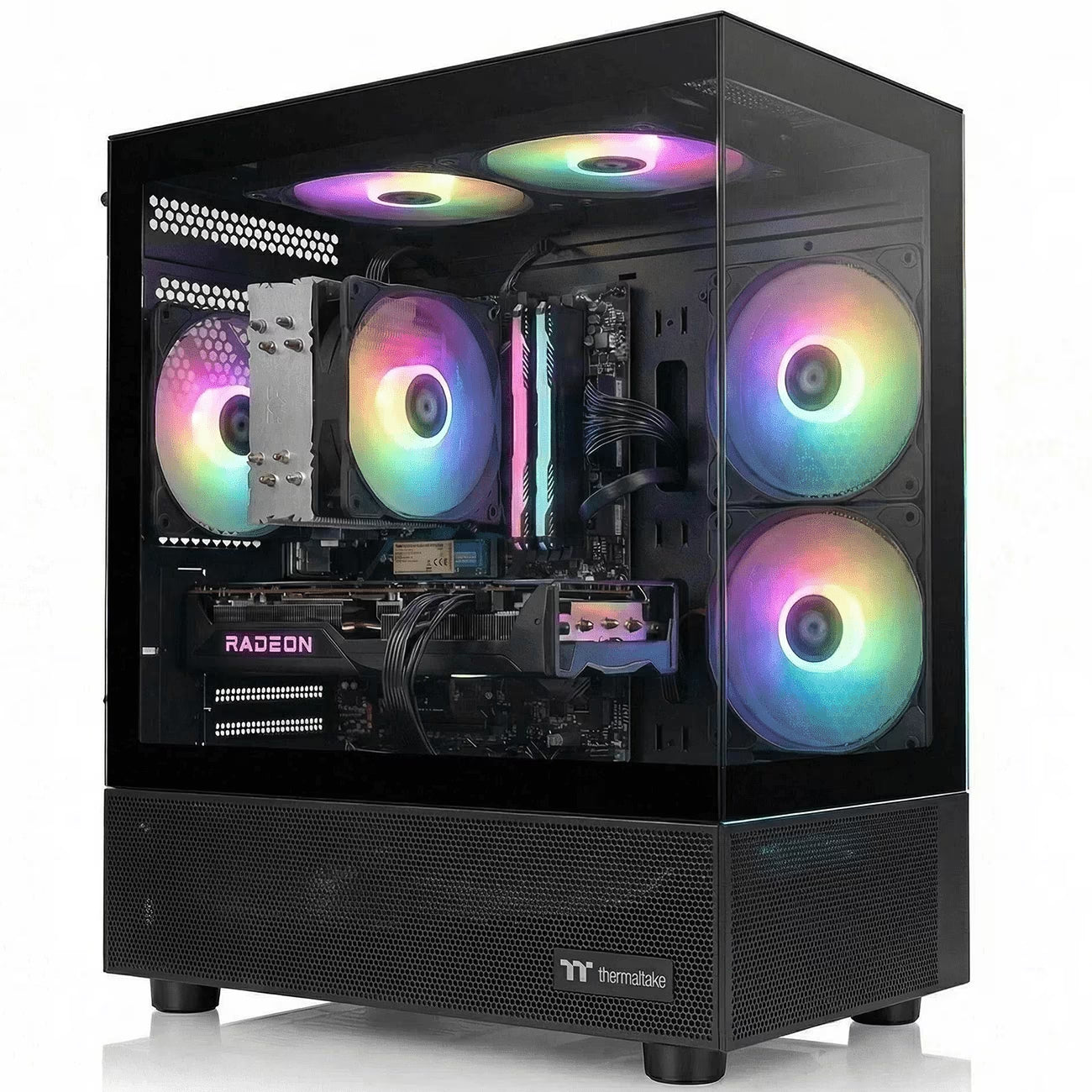 AIGAMEPC Gaming PC Desktop Computer, Intel Core i7 up to 4.0GHz, Radeon RX 580 8G, 16G RAM, 512GB M.2 SSD, BX3 550W 80PLUS Bronze PSU, WiFi 5, RGB Fan x5, Windows 11 Home