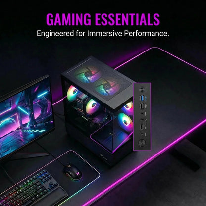 AIGAMEPC Gaming PC Desktop Computer,AMD R3 3200G, 16GB DDR4,512GB M.2 SSD, BX3 550W 80PLUS Bronze PSU, WiFi 5, RGB Fan x5, Windows 11 Home, Black