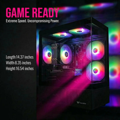 AIGAMEPC Gaming Desktop Computer, AMD R5 5500,RTX 3050 6G,16GB DDR4,512GB M.2 SSD, BX3 550W 80PLUS Bronze PSU, RGB Fan x5, WiFi Ready & Windows 11 Home, Black