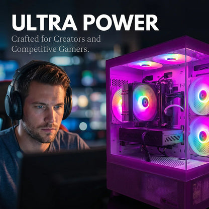 AIGAMEPC Gaming PC Desktop Computer, Intel Core i7 up to 4.0GHz, Radeon RX 580 8G, 16G RAM, 512GB M.2 SSD, BX3 550W 80PLUS Bronze PSU, WiFi 5, RGB Fan x5, Windows 11 Home