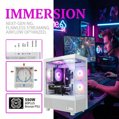 AIGAMEPC Gaming PC Desktop Computer, i7 4790, Radeon RX 580 8G, 16G DDR3, 512GB M.2 SSD, 550W 80PLUS Bronze PSU, WiFi 5, RGB Fan x5, Windows 11 Home