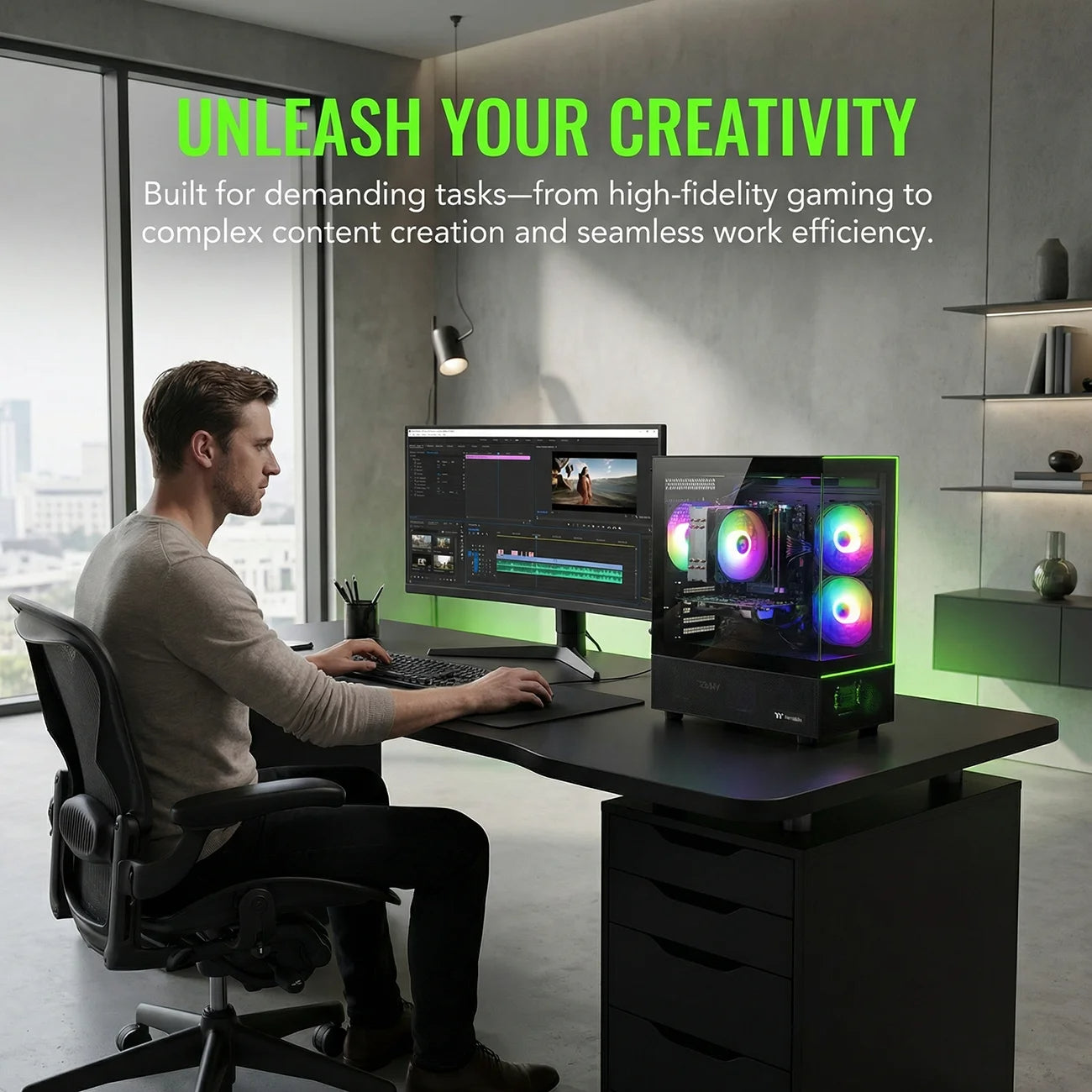 AIGAMEPC Gaming PC Computer Desktop, i7 4790, GTX 1050 Ti 4GB, 16GB DDR3, 512GB M.2 SSD, 550W 80PLUS Bronze PSU, WiFi 5, RGB Fan x5, Windows 11 Home